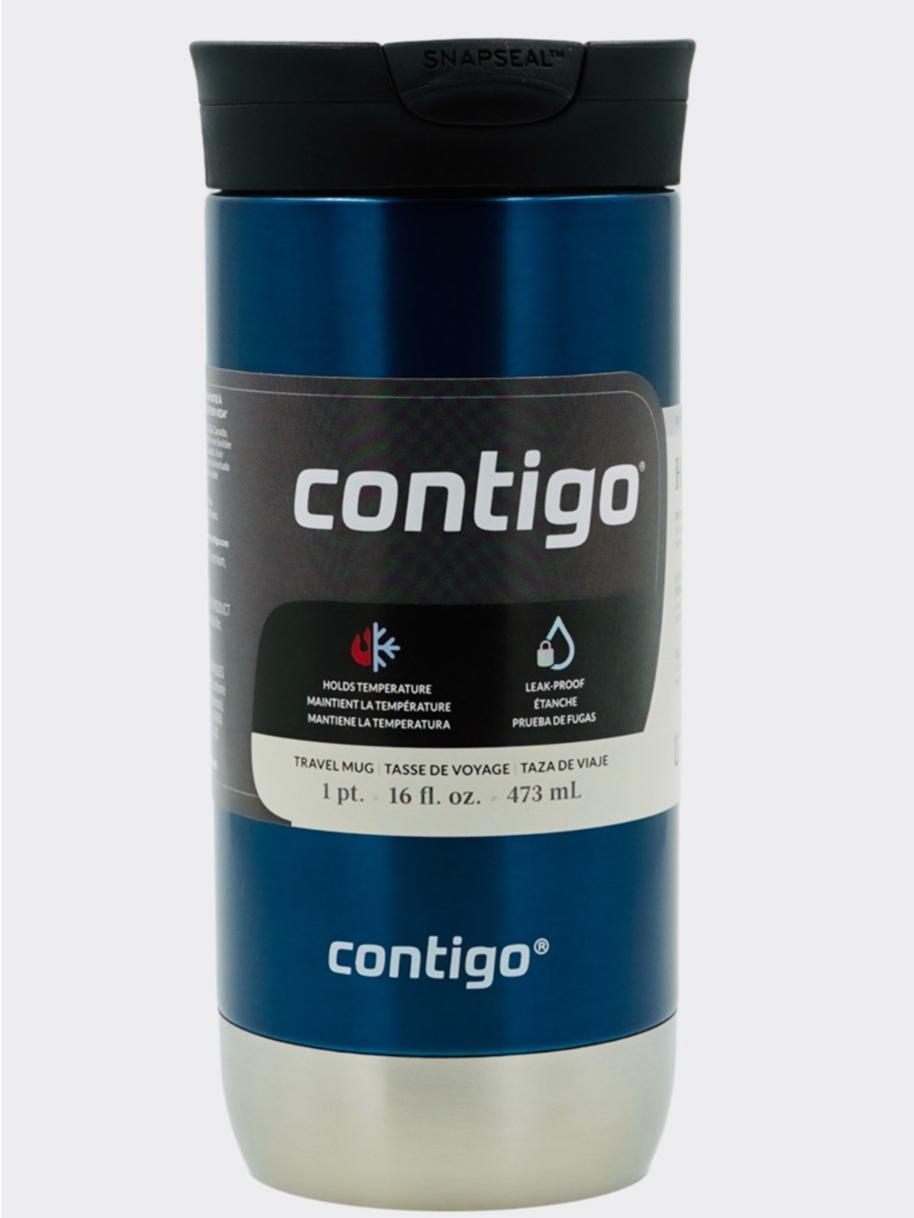 Contigo Metallic Blue Travel Tumbler with Black Lid